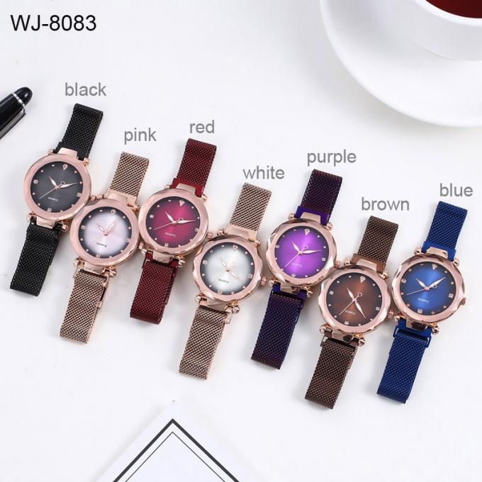 Orologio magnetico della banda della maglia dell'acciaio inossidabile del cinturino di orologio delle donne di buona qualità di modo di incanto WJ-8456