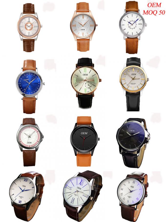 Quarzo maschio impermeabile di vendita caldo Handwatches degli uomini di alta qualità di nuovo stile WJ-8101 dell'orologio di vita popolare di cuoio di modo